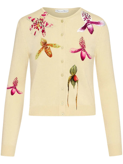Orchid-Print Cardigan