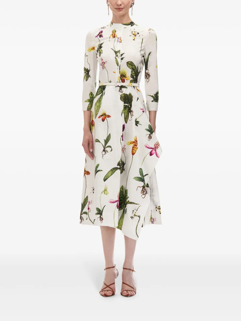 Orchid 3/4 Sleeve Cotton-Poplin Dress