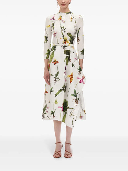 Orchid 3/4 Sleeve Cotton-Poplin Dress