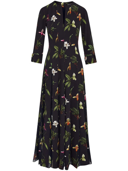 Orchid Cady-Inset T 3/4 Sleeve Dress