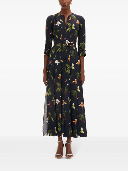 Orchid Cady-Inset T 3/4 Sleeve Dress