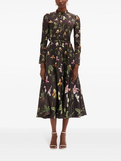 Orchid Silk Twill Midi Dress