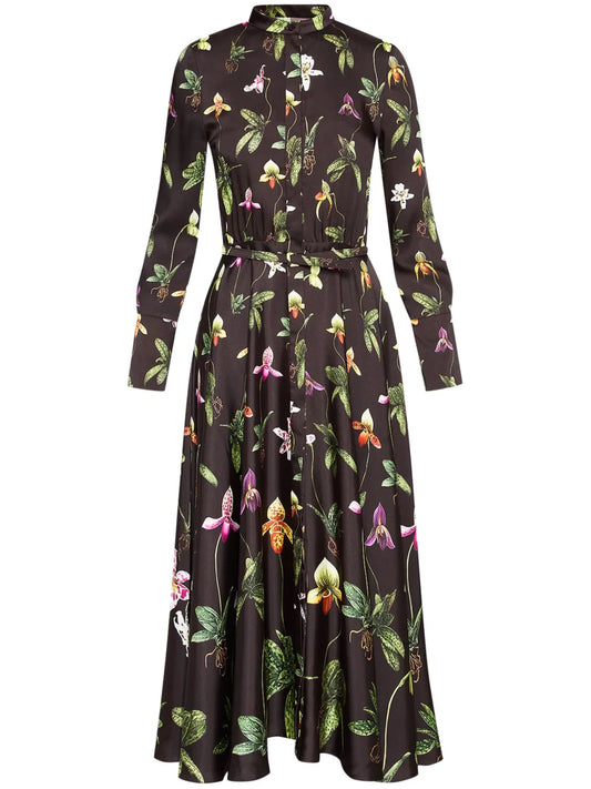 Orchid Silk Twill Midi Dress