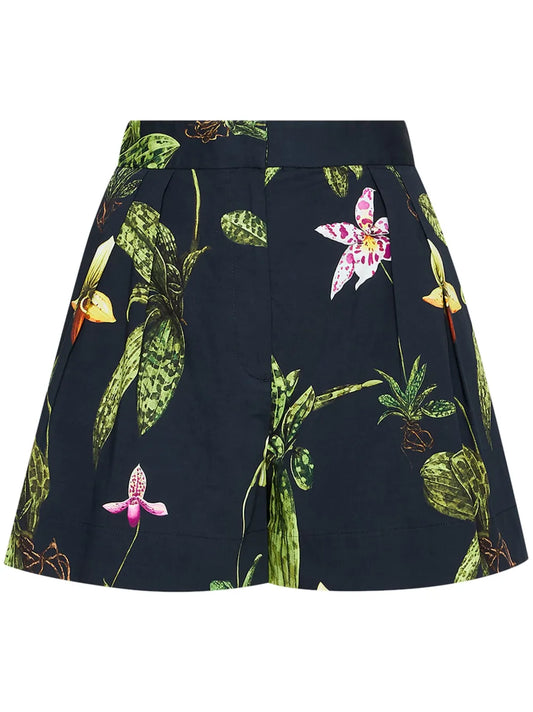 Orchid Cotton Poplin Wide-Leg Shorts