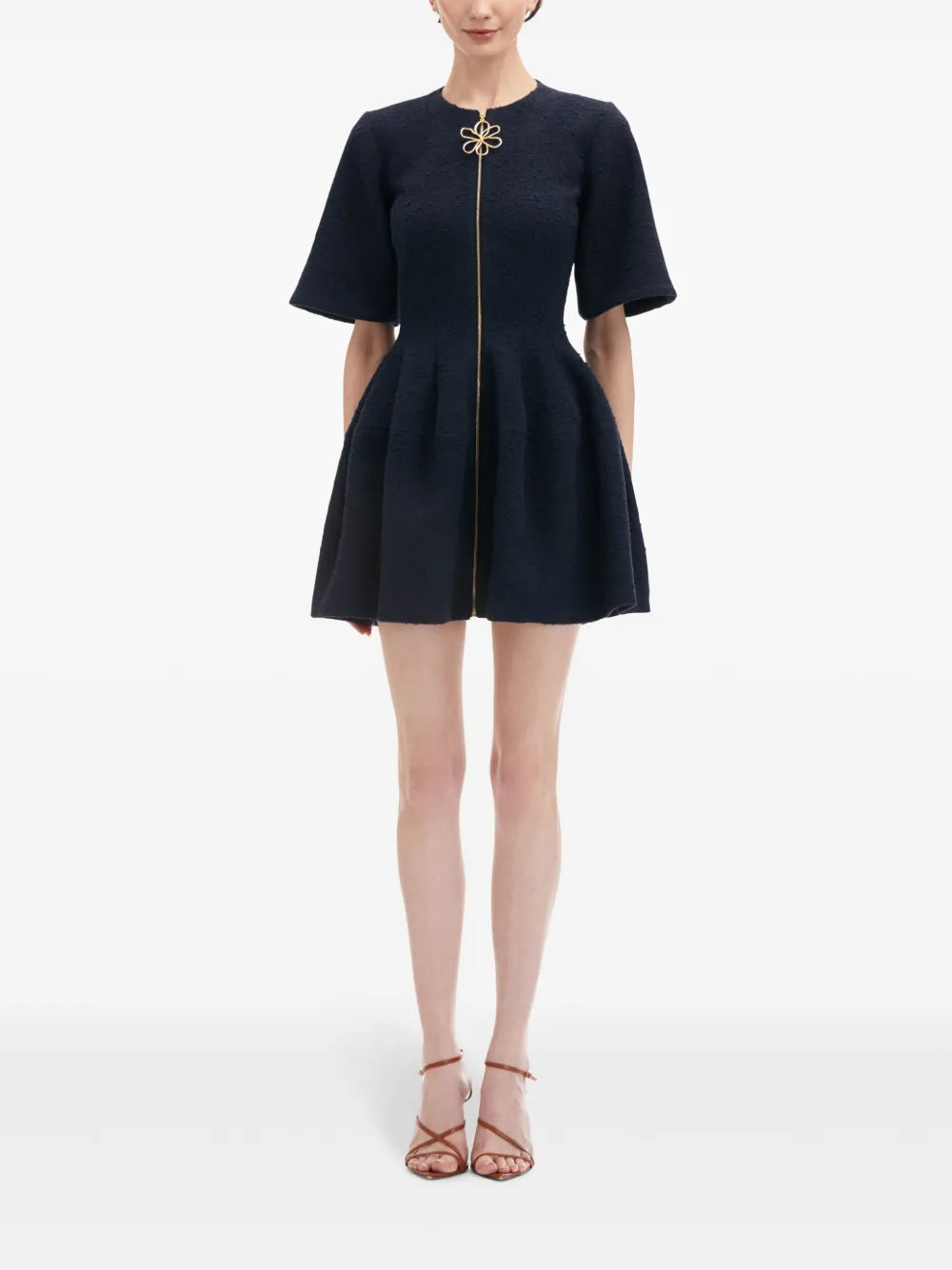 Zip-Front Tweed Dress
