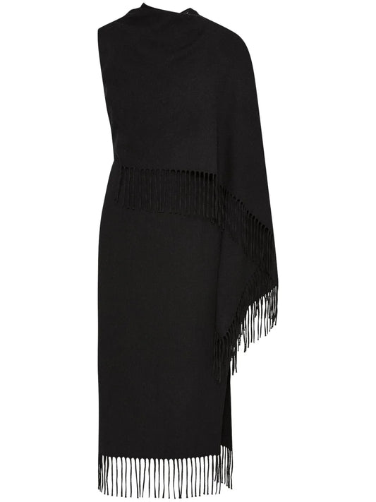 Fringed Cape Midi Dress