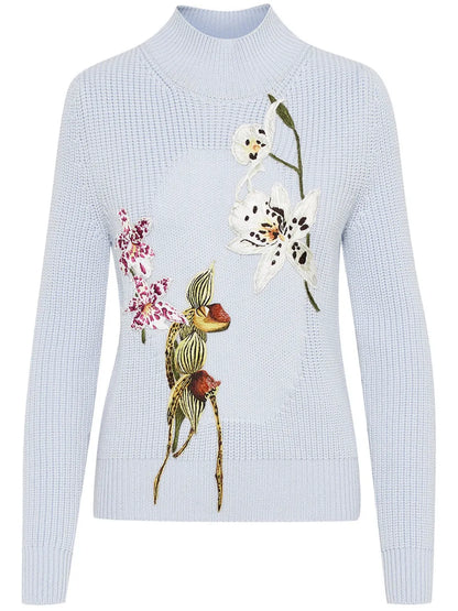 Orchid Embroidered Portrait Sweater