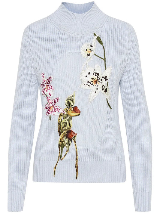 Orchid Embroidered Portrait Sweater