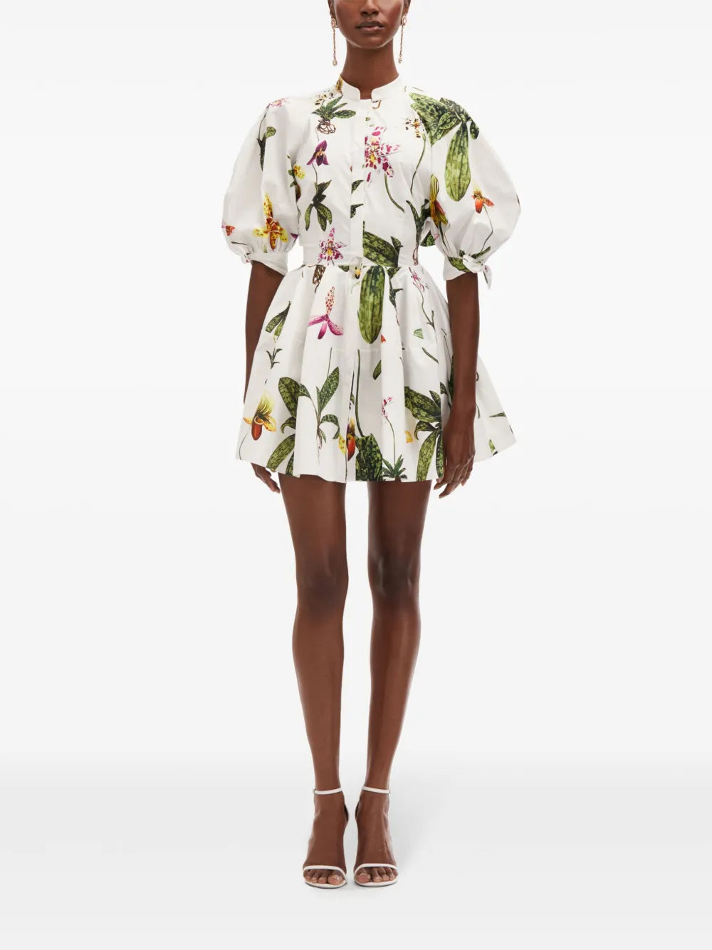 Orchid Puff-Sleeve Cotton-Poplin Dress