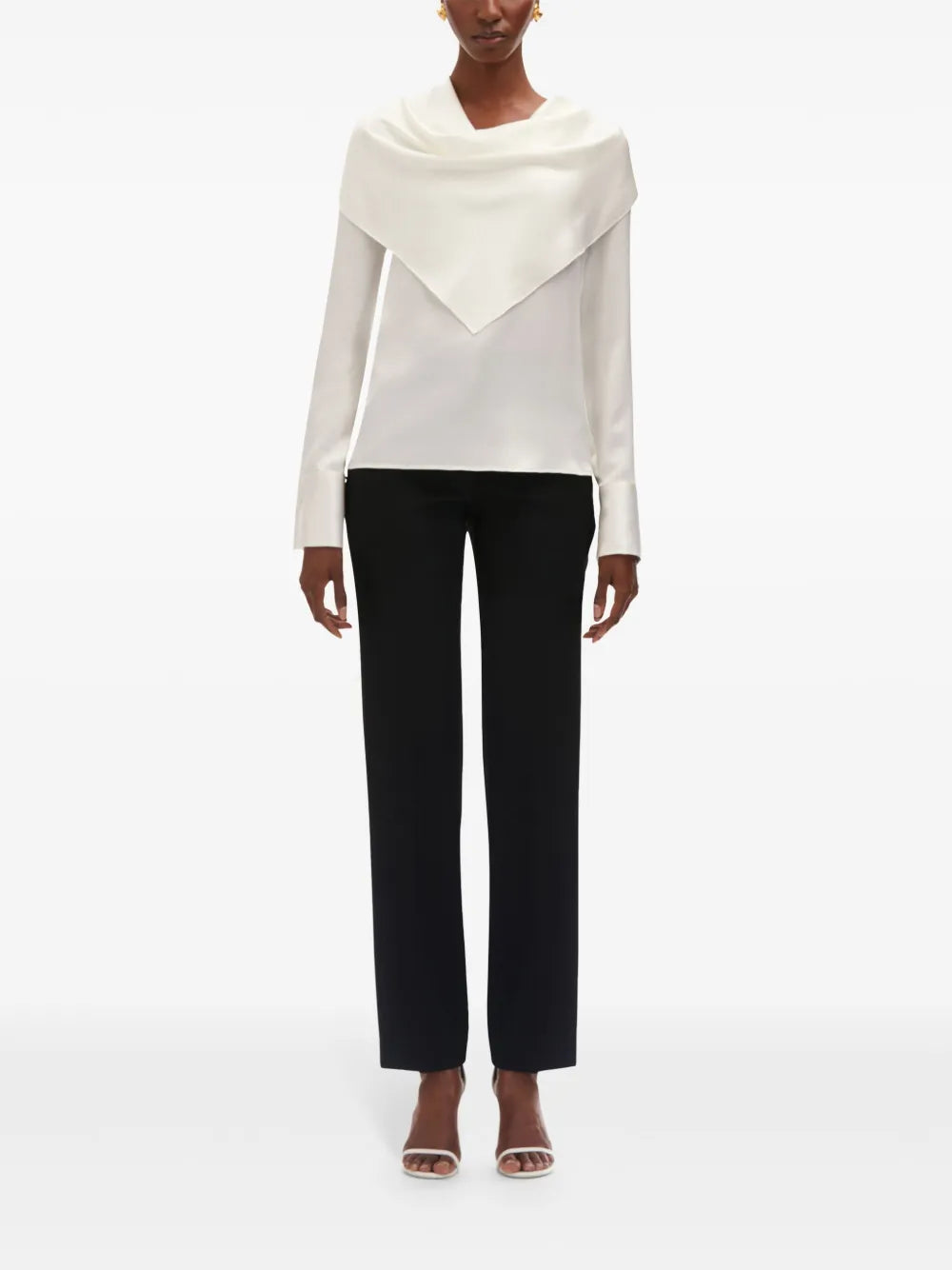 Draped-Detail Silk Blouse