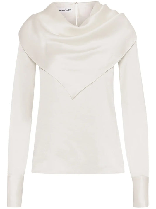 Draped-Detail Silk Blouse