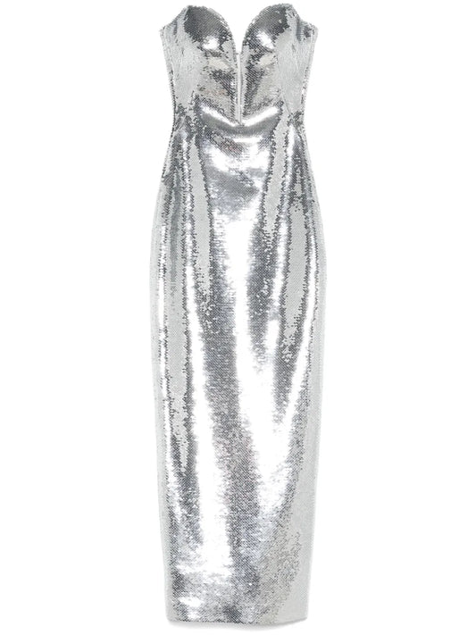 Sequinned Bustier Midi Dress