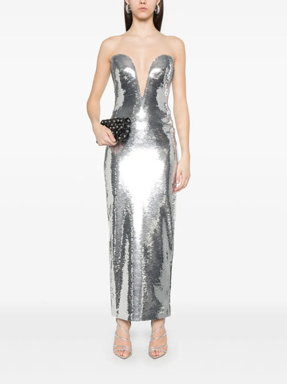 Sequinned Bustier Midi Dress