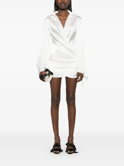 Satin Wrap Mini Dress