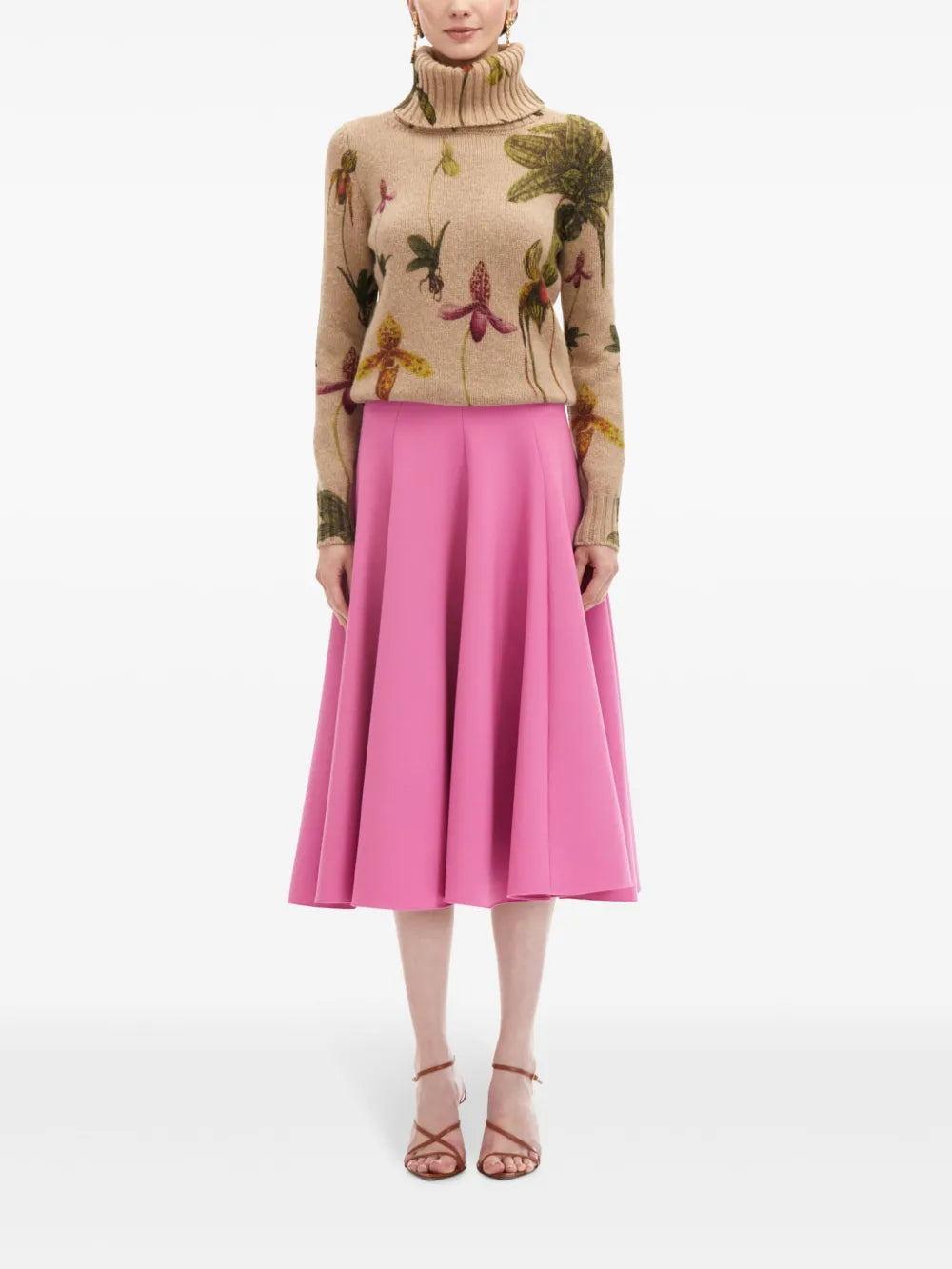 Orchid-Print Roll-Neck Sweater