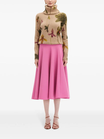 Orchid-Print Roll-Neck Sweater