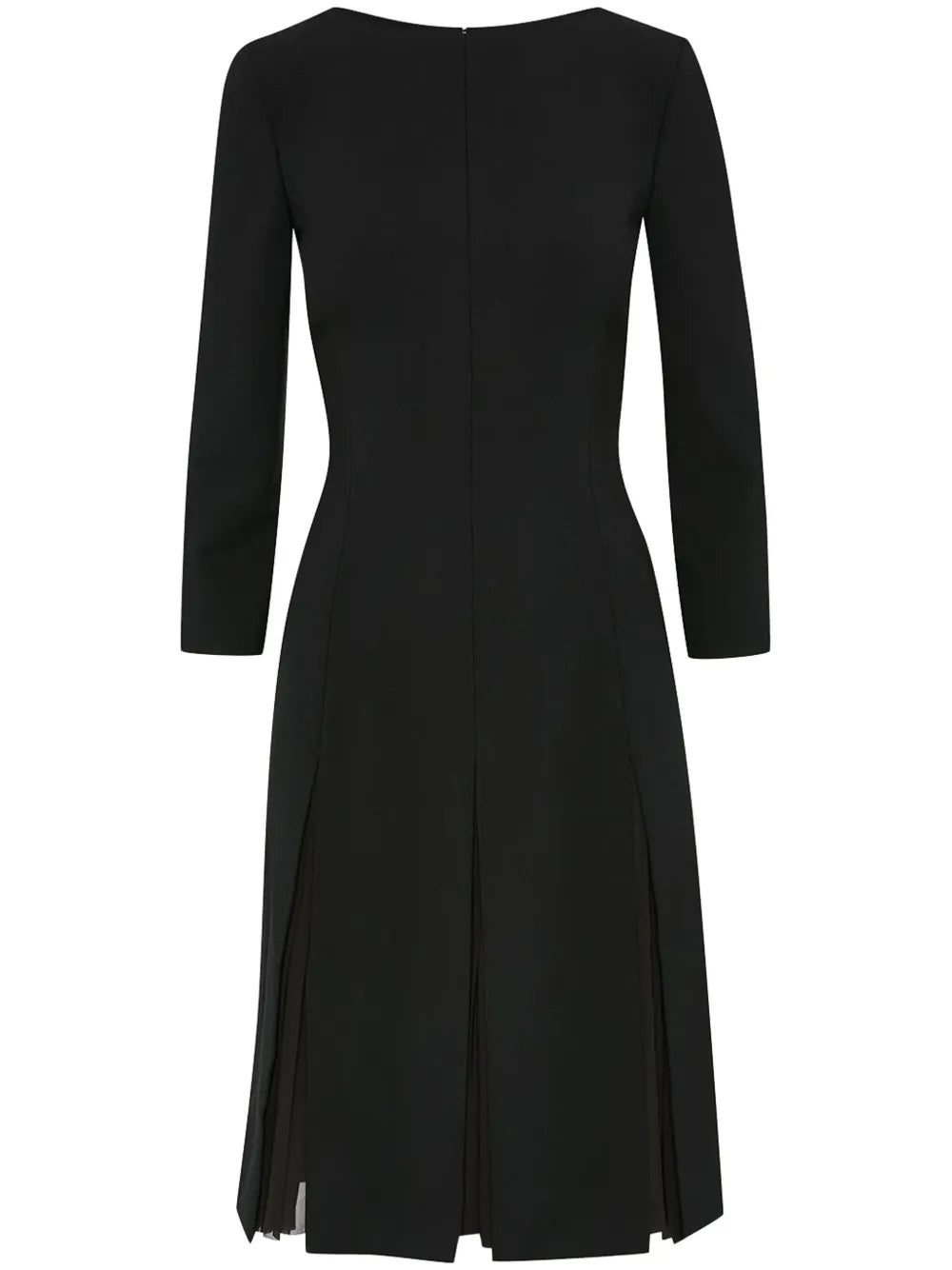 Chiffon-Inset Wool Dress