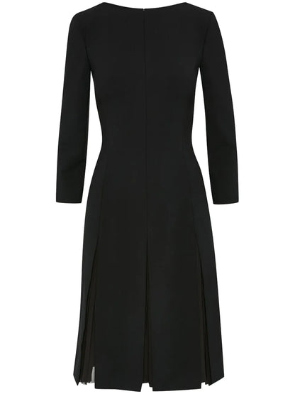 Chiffon-Inset Wool Dress