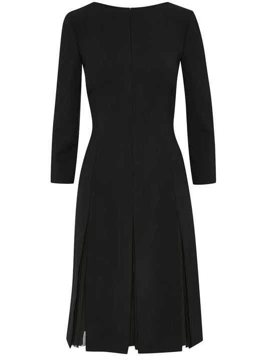 Chiffon-Inset Wool Dress