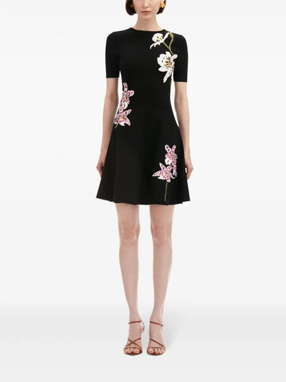 Orchid Threadwork-Jacquard Midi Dress