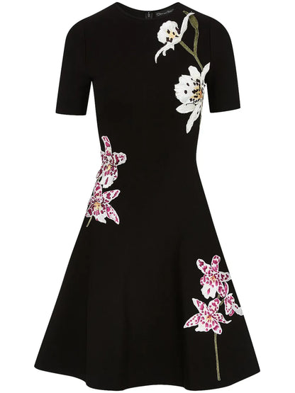 Orchid Threadwork-Jacquard Midi Dress