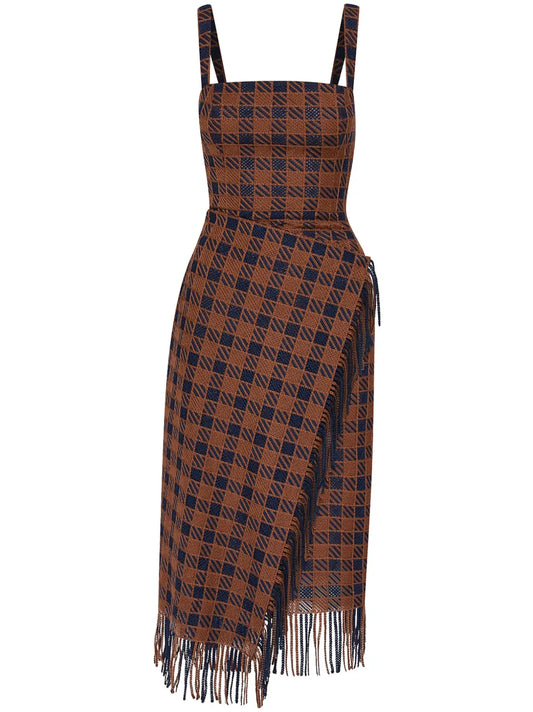 Check Fringe Guipure Skirt