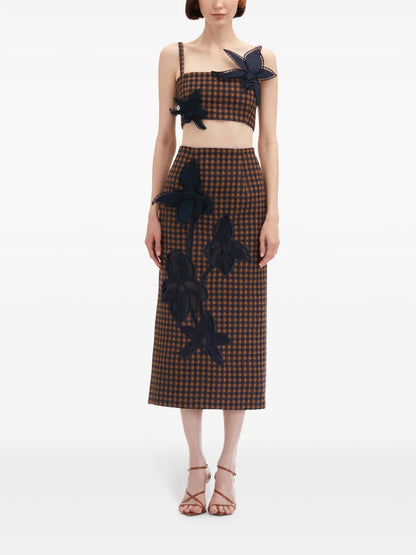 Orchid Embroidered Tweed Top