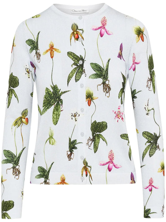 Orchid-Print Cardigan