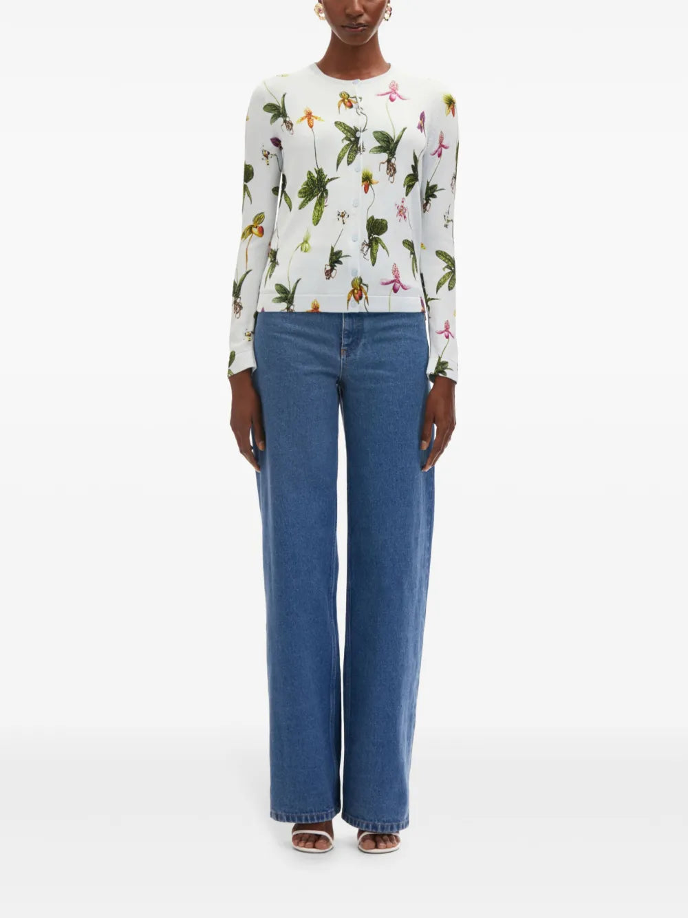 Orchid-Print Cardigan