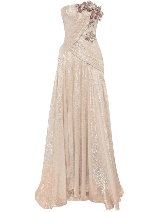 Orchid Embroidered Silk Chiffon Gown
