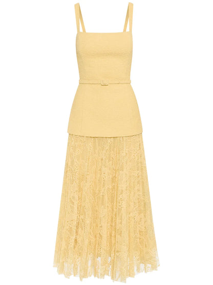 Orchid Guipure Tweed Midi Dress