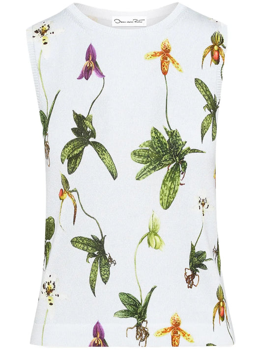Orchid-Print Tank Top