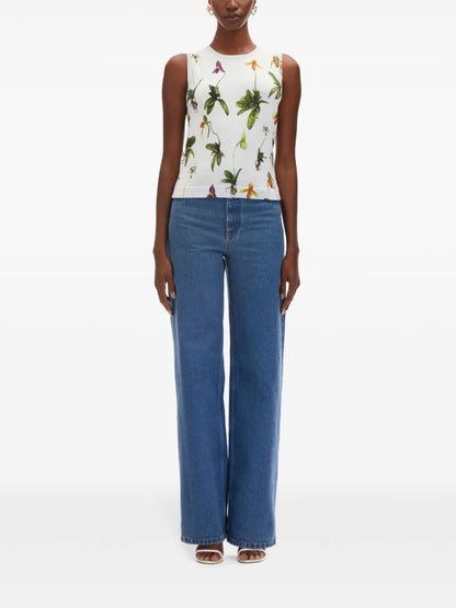 Orchid-Print Tank Top
