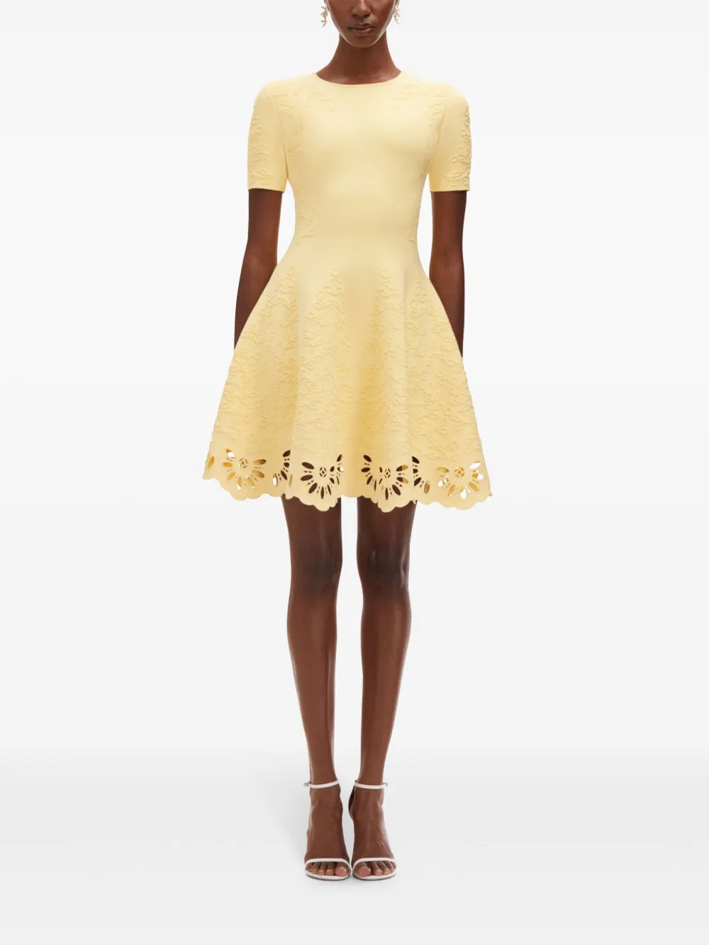Eyelet-Embellished Jacquard Mini Dress