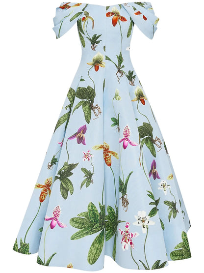 Orchid Off-Shoulder Faille Gown