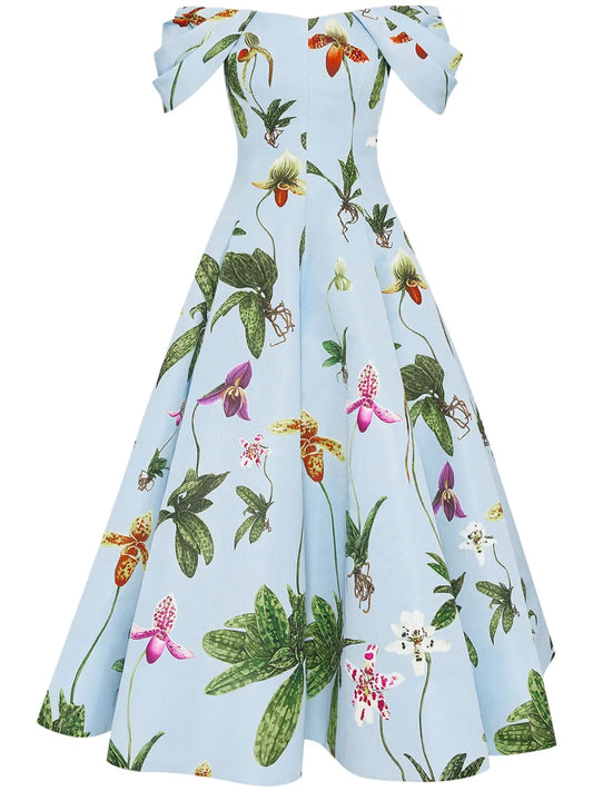 Orchid Off-Shoulder Faille Gown