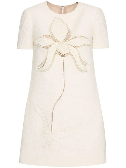Orchid Embroidered Tweed Shift Dress
