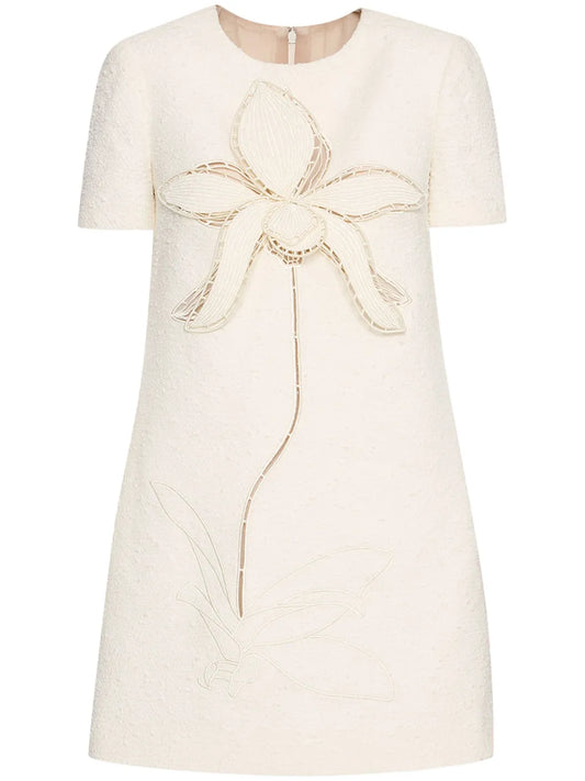 Orchid Embroidered Tweed Shift Dress