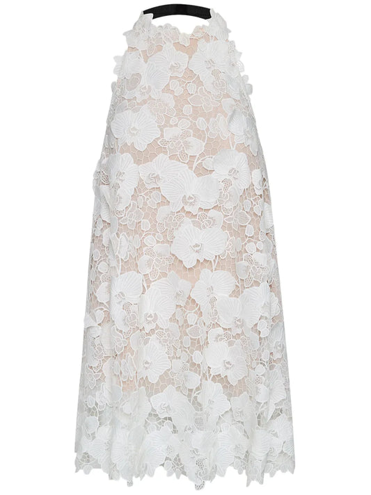 Orchid Embroidered Guipure Dress