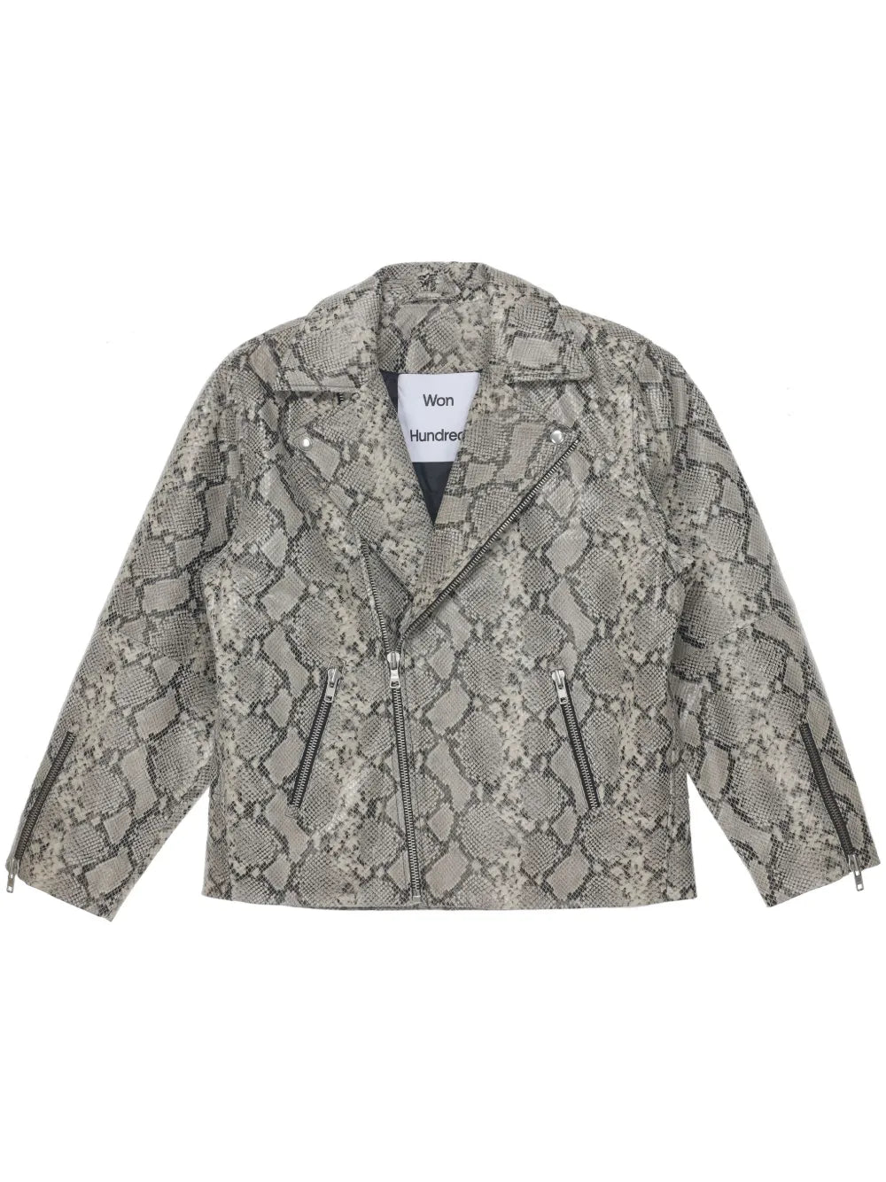 Snakeskin-Print Leather Jacket