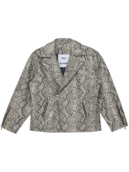 Snakeskin-Print Leather Jacket