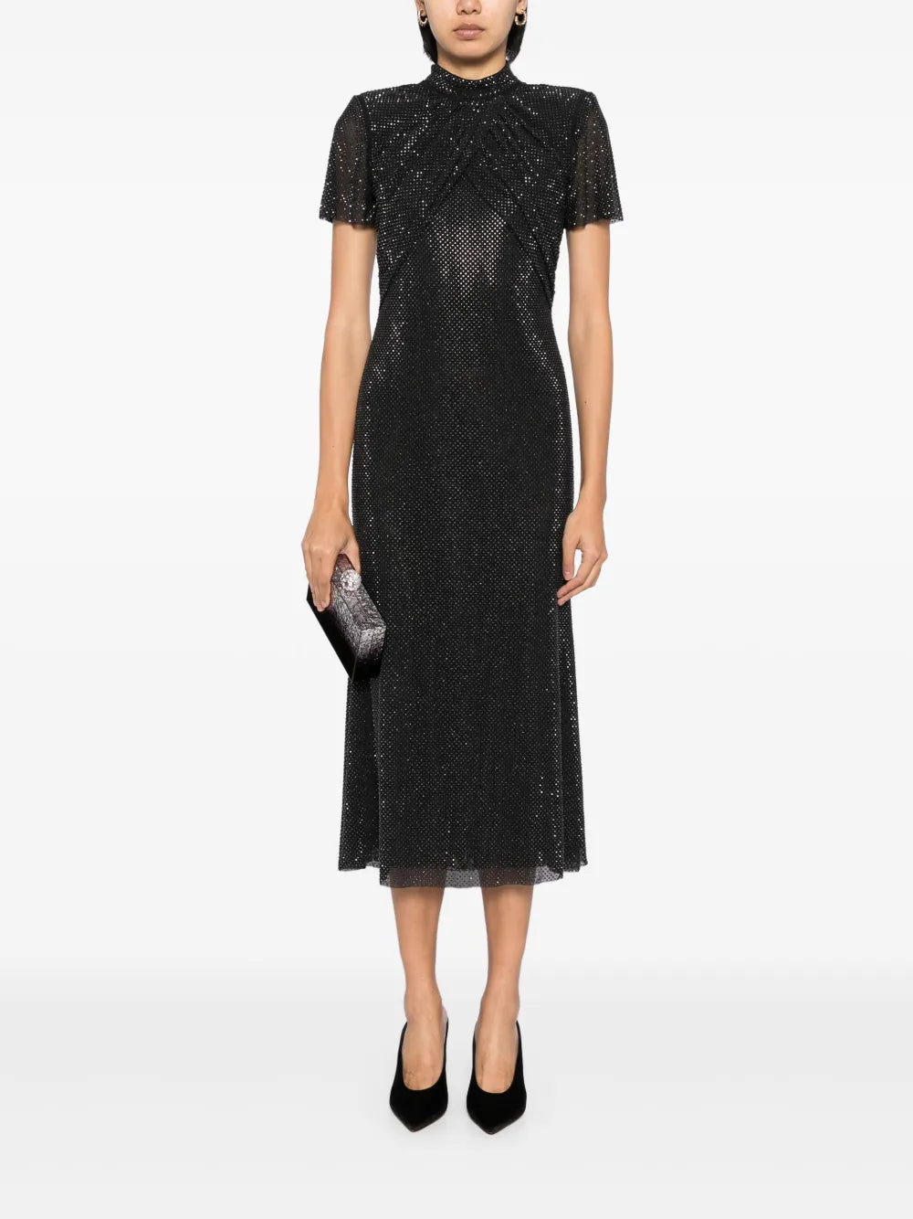 Rhinestone Mesh Midi Dress