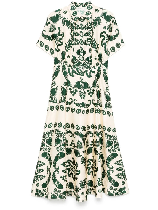 Leaves-Print Maxi Dress