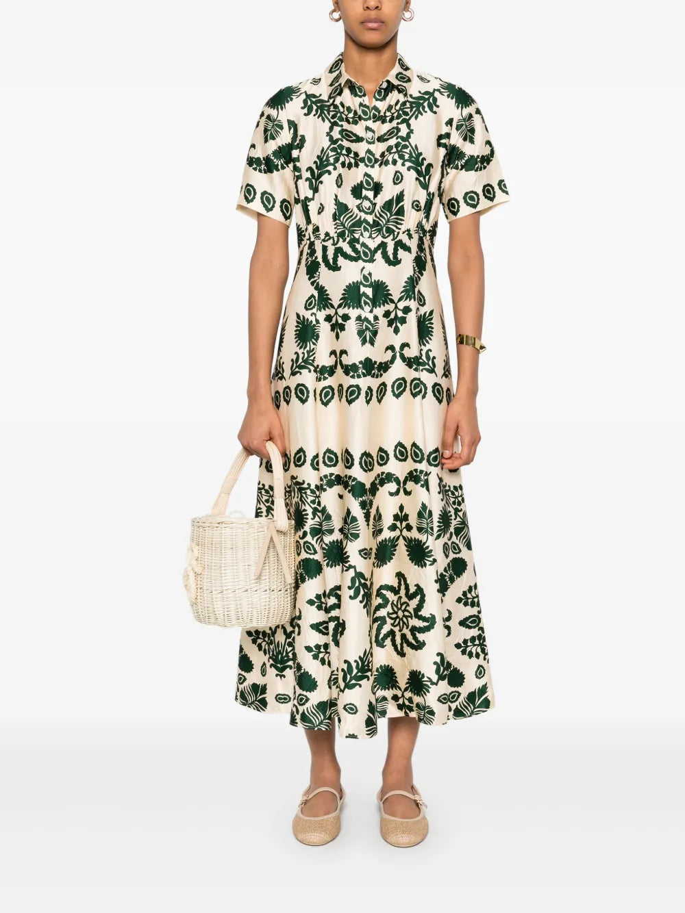 Leaves-Print Maxi Dress
