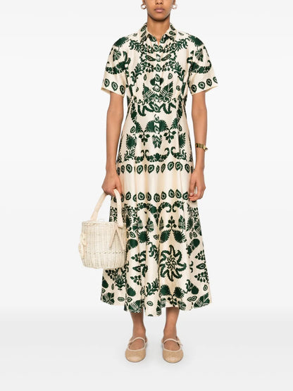 Leaves-Print Maxi Dress