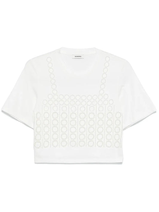 Beaded Cropped T-Shirt