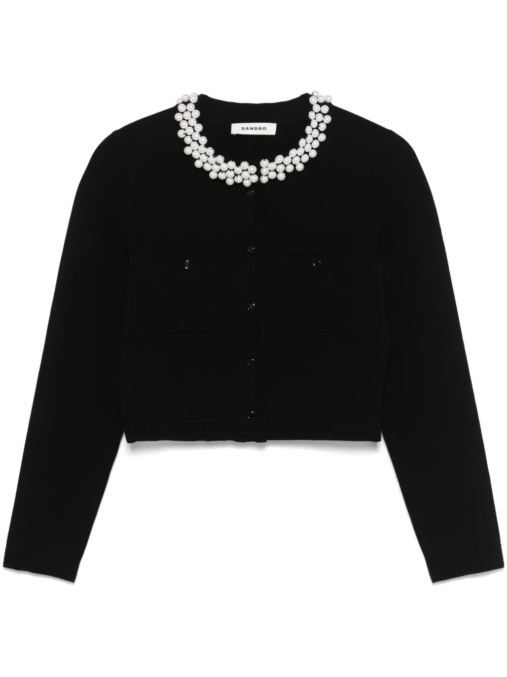 Faux-Pearl Embellished Cardigan
