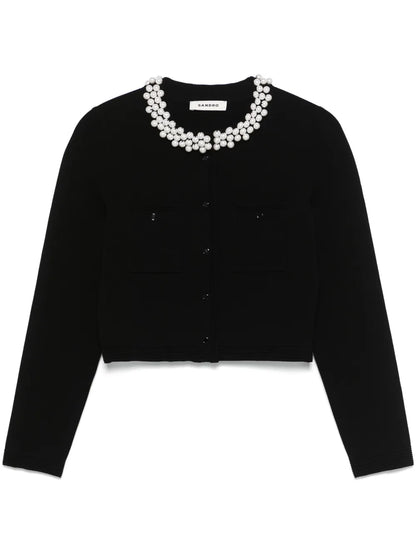Faux-Pearl Embellished Cardigan