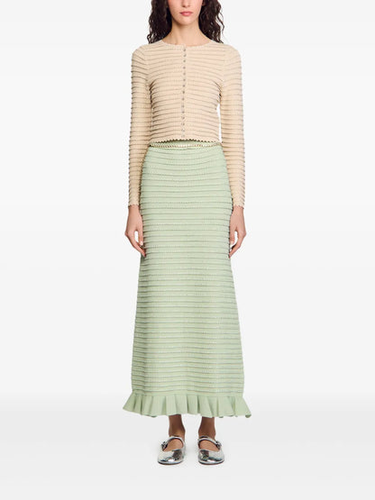 Scalloped-Edge Button-Up Cardigan