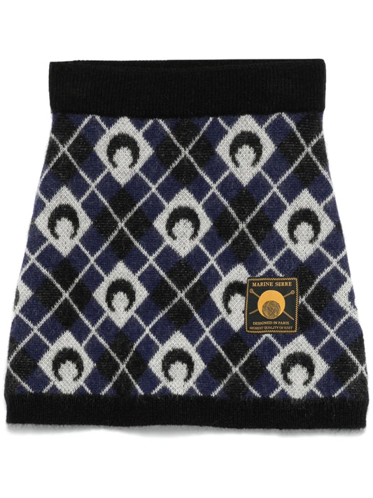 Moon Argyle-Knit Mini Skirt